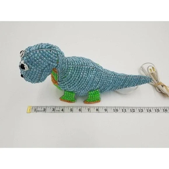 Dinosaur Hand-Crafted Beaded Night Light Lamp Kids plug in